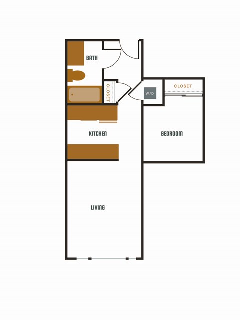 a floor plan of an apartment with a bedroom and a living room